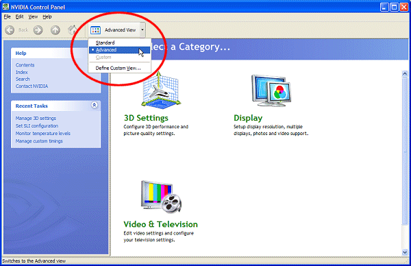 Graphics card settings